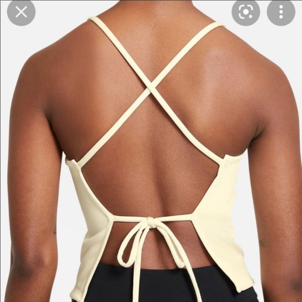 Nike iconoclast square neck strappy creme cutout tank